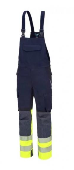 HB- Strlichtbogenschutz- Latzhose 4Energy Kl. 1, 4kA, dunkelblau/  fluor. Gelb/ navy